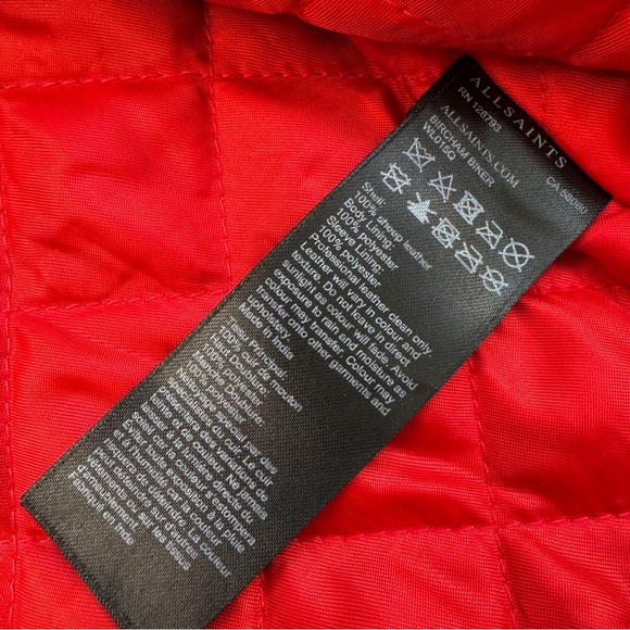 AllSaints Bircham Biker Leather Jacket Size 2 Black with Silver Hardware - Picture 11 of 15